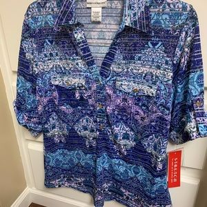 Blue and purple print shirt